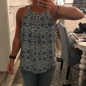 Blue and white tank